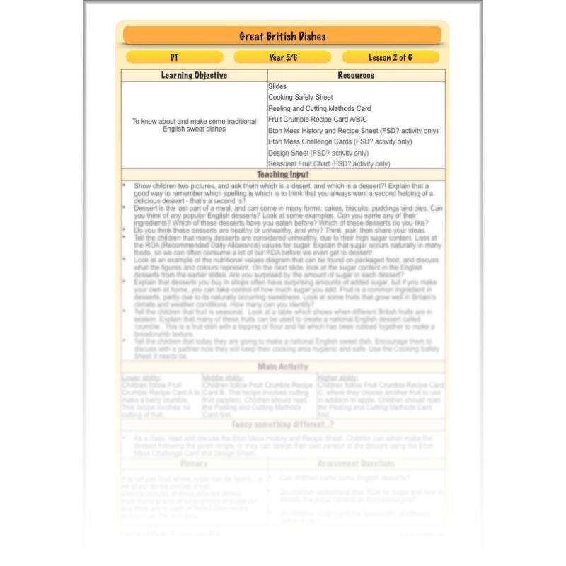 PlanBee Great British Dishes: KS2 DT scheme of work by PlanBee
