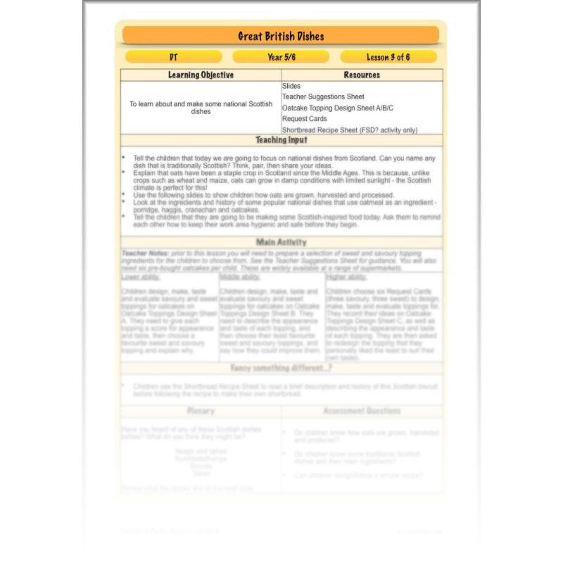 PlanBee Great British Dishes: KS2 DT scheme of work by PlanBee