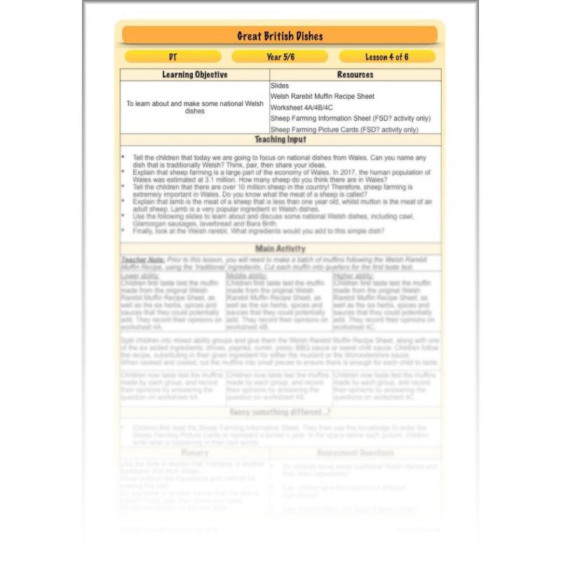 PlanBee Great British Dishes: KS2 DT scheme of work by PlanBee