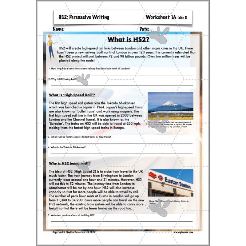 PlanBee HS2 Persuasive Writing KS2 English Planning Pack | PlanBee