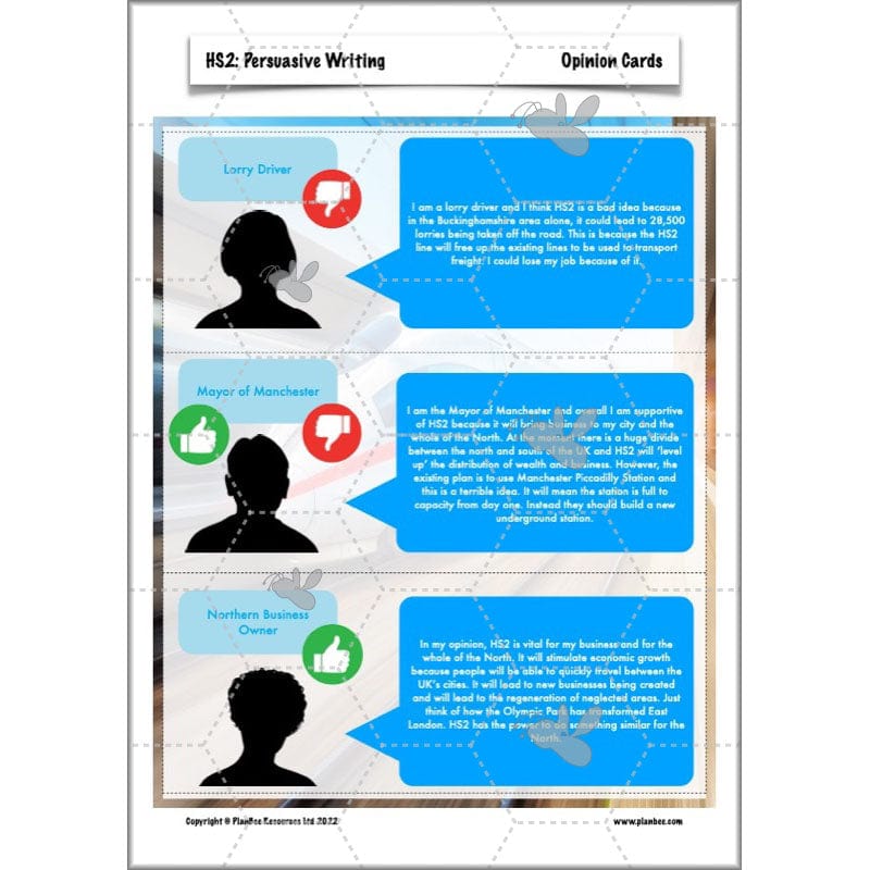 PlanBee HS2 Persuasive Writing KS2 English Planning Pack | PlanBee