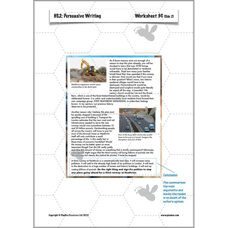 PlanBee HS2 Persuasive Writing KS2 English Planning Pack | PlanBee