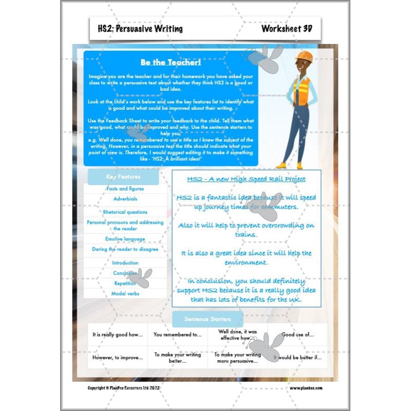 PlanBee HS2 Persuasive Writing KS2 English Planning Pack | PlanBee