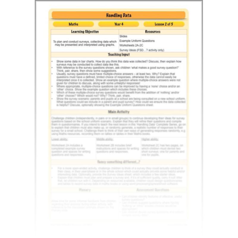 PlanBee Handling Data Year 4 Maths Lessons by PlanBee