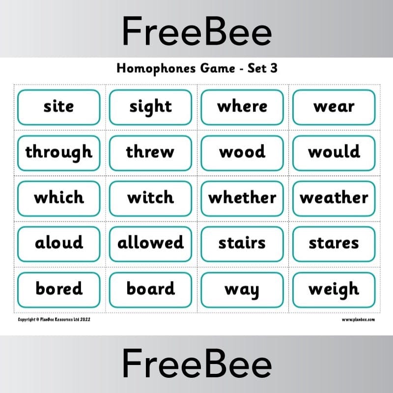 PlanBee FREE Homophones Game by PlanBee