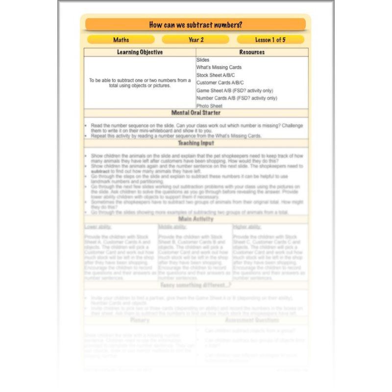 PlanBee How Can We Subtract Numbers? Maths scheme of work for Year 2