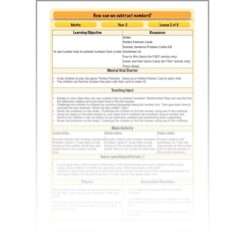 PlanBee How Can We Subtract Numbers? Maths scheme of work for Year 2