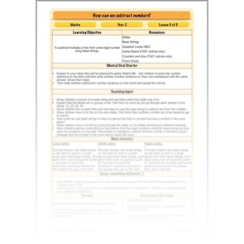 PlanBee How Can We Subtract Numbers? Maths scheme of work for Year 2