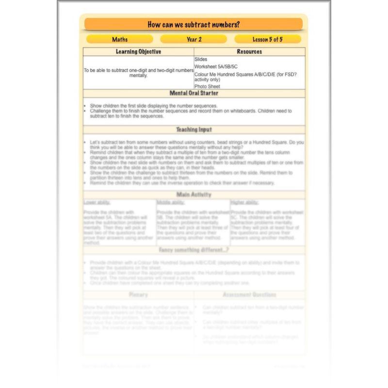 PlanBee How Can We Subtract Numbers? Maths scheme of work for Year 2