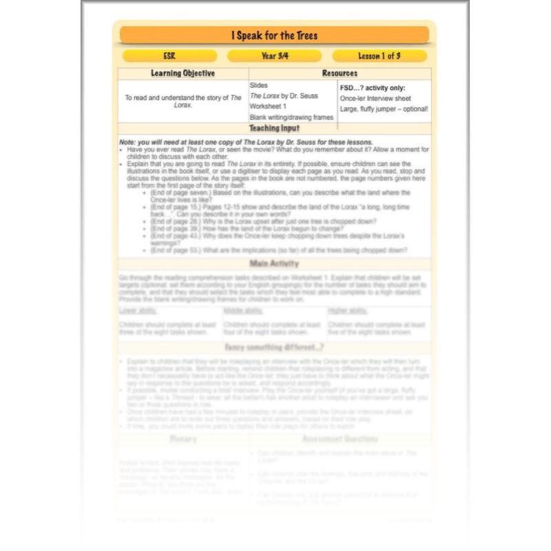 PlanBee I Speak for the Trees KS2 Ecosystems ESR Lessons