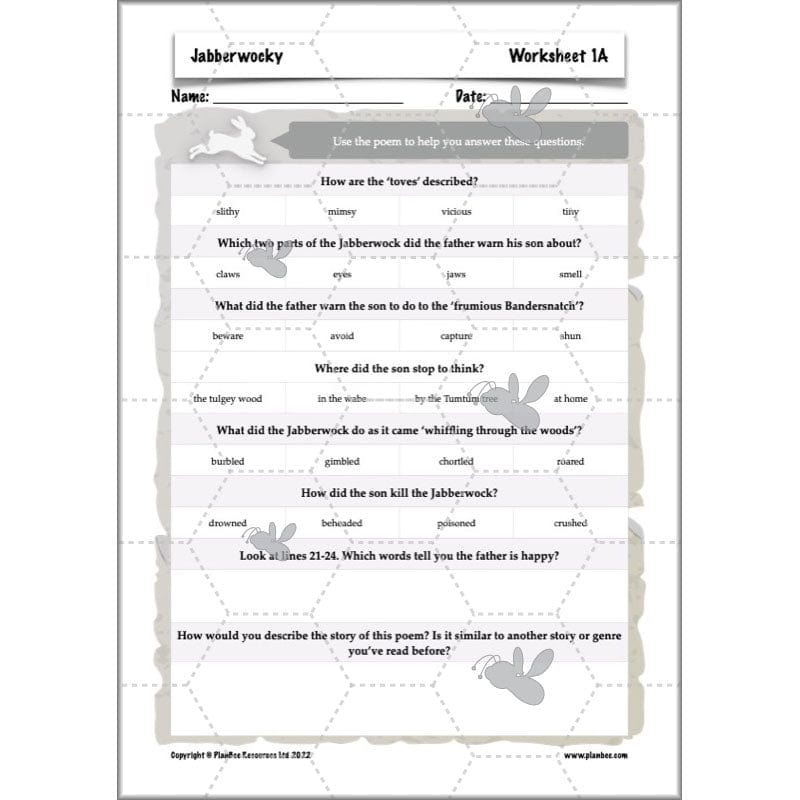 PlanBee Jabberwocky Planning KS2 | Year 5 Poetry | PlanBee