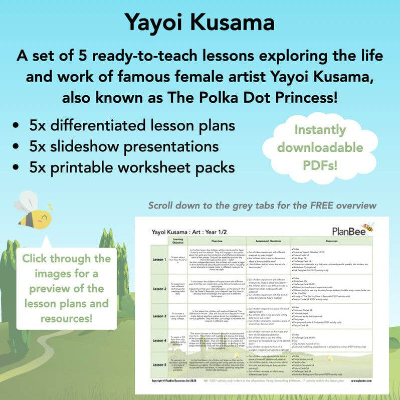 Yayoi Kusama KS1 Famous Artists Lesson Pack by PlanBee