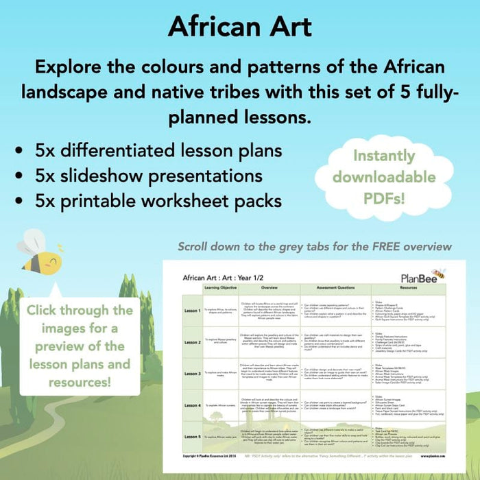 PlanBee African Art KS1: Year 1 & 2 Art Lessons by PlanBee