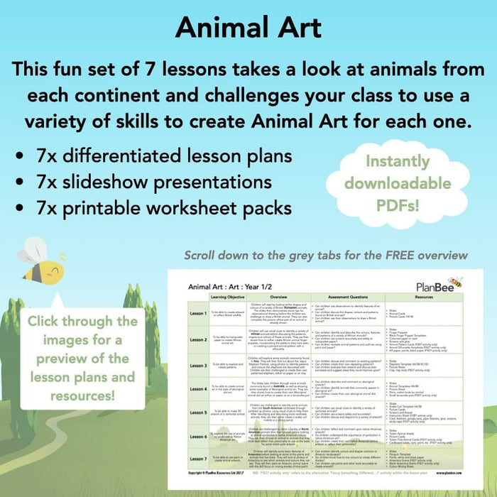 PlanBee Animal Art lessons and planning for KS1 created by PlanBee