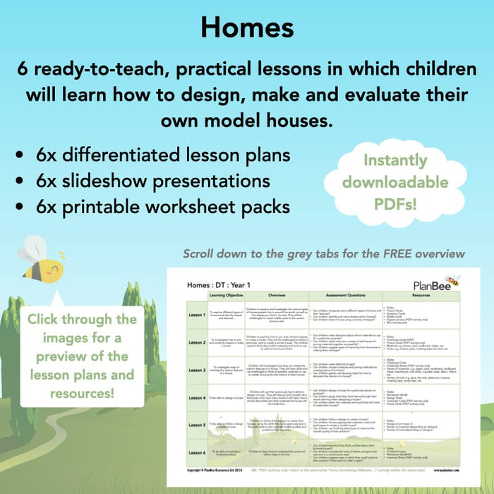 PlanBee Homes: Primary DT scheme of work for Year 1