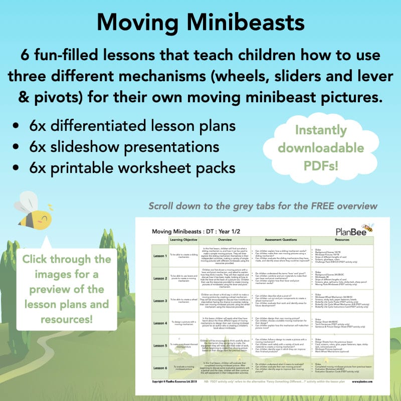 PlanBee Moving Minibeasts KS1 DT | Year 1 & Year 2 | PlanBee