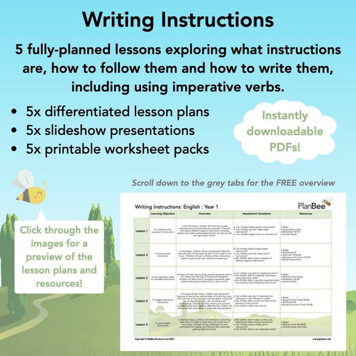 PlanBee Writing Instructions Year 1 English lessons by PlanBee