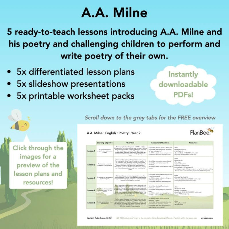 A A Milne Poems | Year 2 Poetry Planning by PlanBee