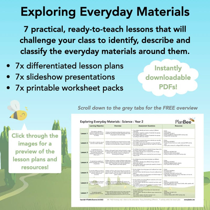 PlanBee Year 2 Materials | Exploring Everyday Materials | KS1 Science PlanBee