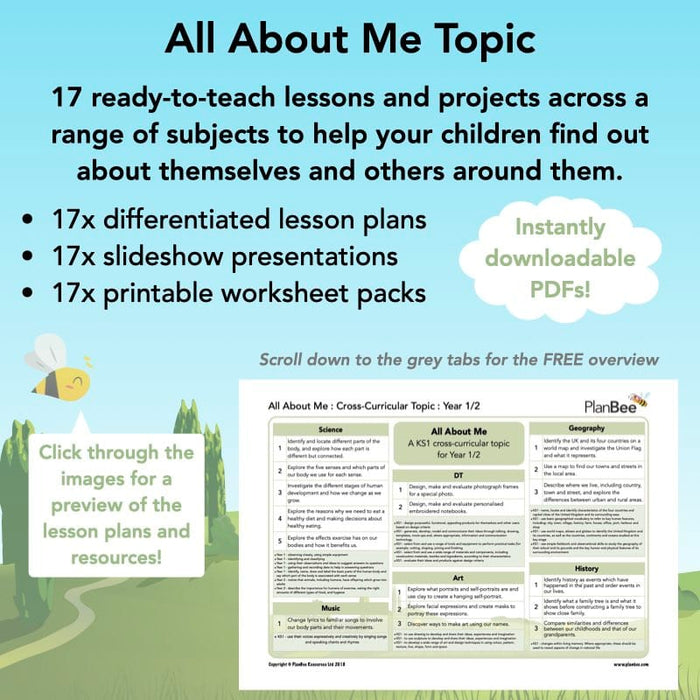 PlanBee All About Me Topic KS1 Cross-Curricular Resource by PlanBee