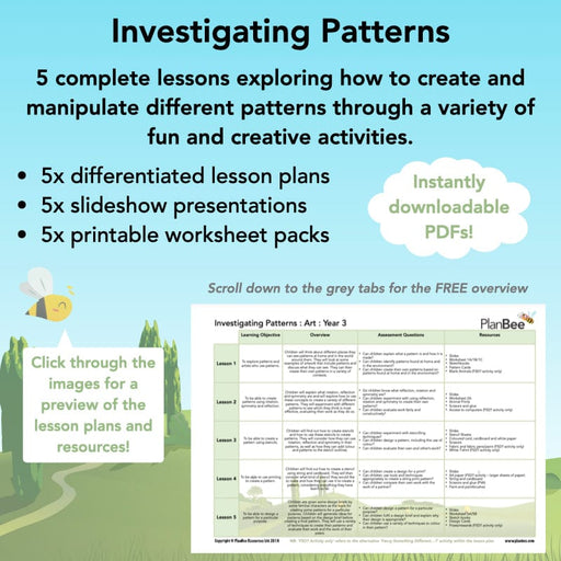 PlanBee Investigating Patterns - KS2 Art Primary Resources for Year 3 & Year 4