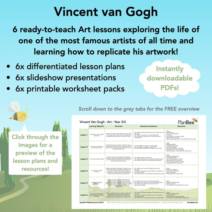 PlanBee Vincent van Gogh KS2 Art lessons by PlanBee