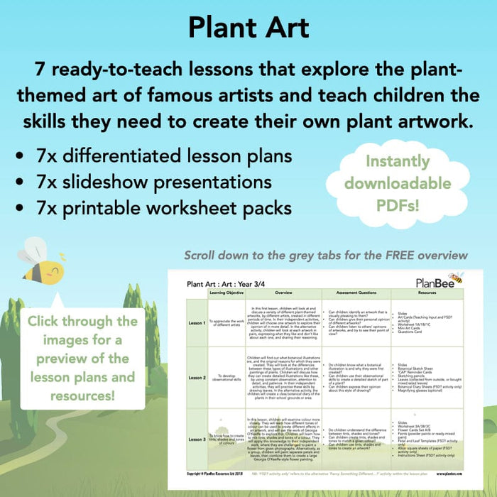 PlanBee Plant Art Lessons Year 3 & Year 4 PlanBee Art scheme of work