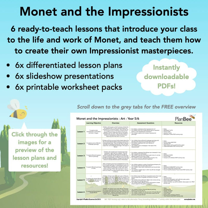 PlanBee Claude Monet KS2 Impressionism Art Lessons for Year 5/6