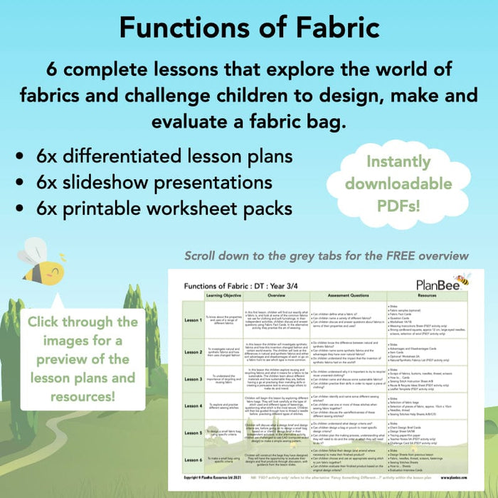 PlanBee Functions of Fabric | KS2 Textiles Project | PlanBee DT