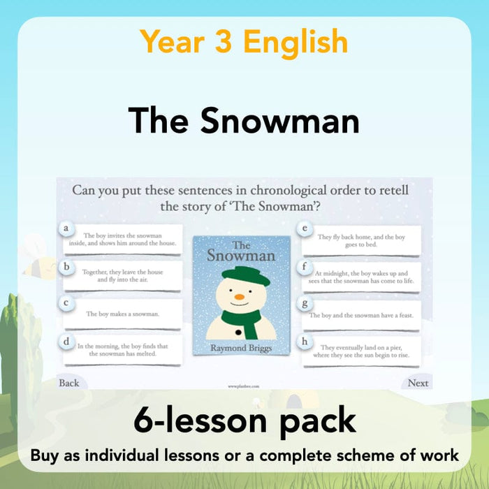 PlanBee The Snowman Activities Year 3 English lessons by PlanBee