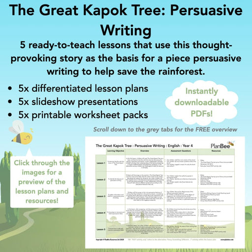 PlanBee The Great Kapok Tree Planning Persuasive Writing by PlanBee