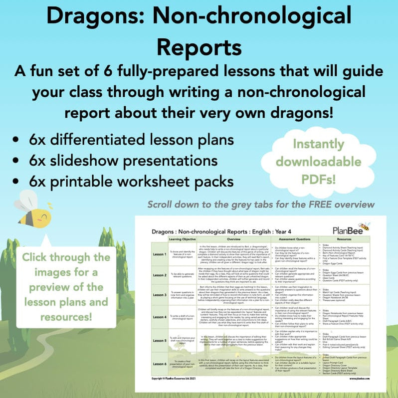 Dragons Non-chronological Reports KS2 Resources by PlanBee