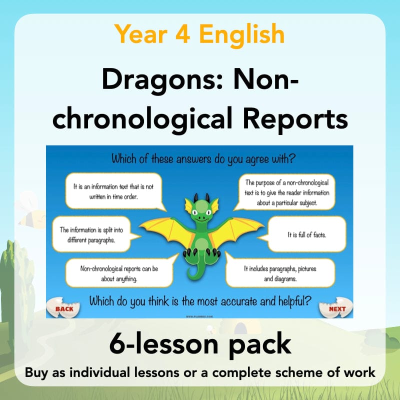 PlanBee Dragons KS2 Resources| Non-chronological Reports Year 4