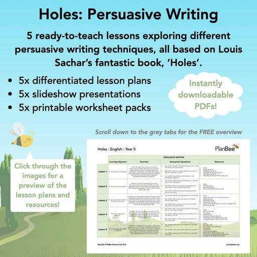 PlanBee Persuasive Writing KS2 | Holes Planning Year 5 | PlanBee
