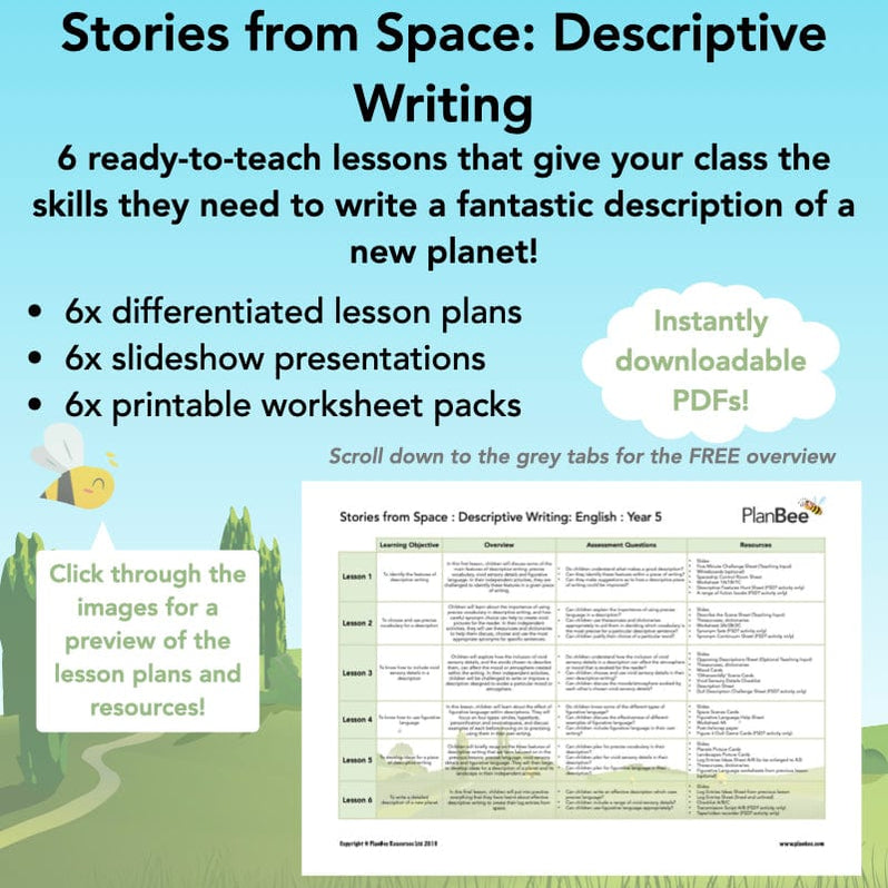 Descriptive Writing Lesson Plans | Stories from Space KS2 — PlanBee