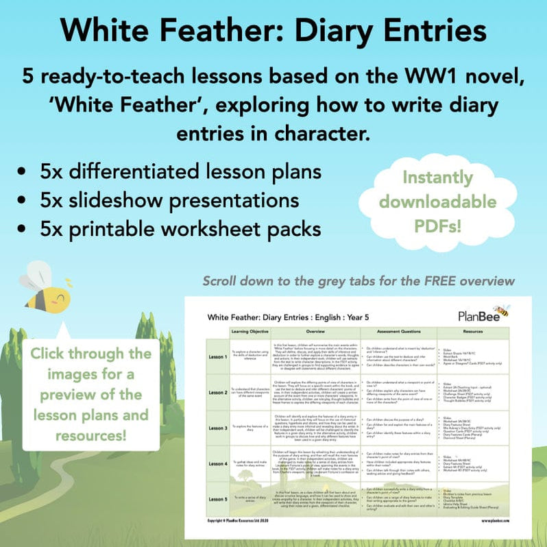 Ww1 White Feather Diary Entries Ks2 English Pack By Planbee