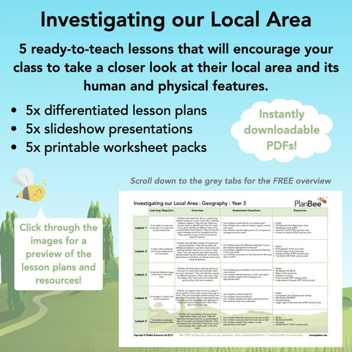 PlanBee Investigating our Local Area: Year 3 Geography scheme of work