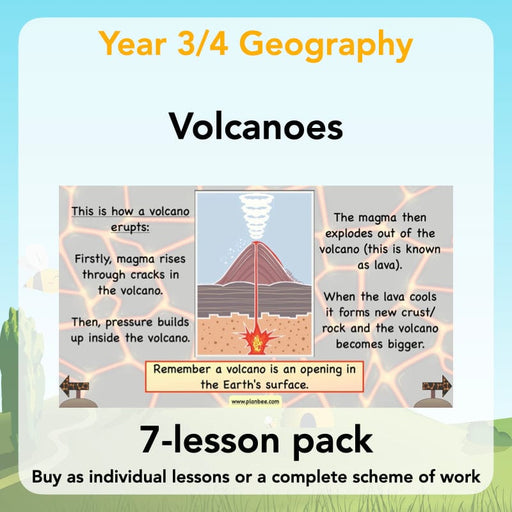 PlanBee Volcanoes KS2 Geography Plans for Year 3 & Year 4 PlanBee