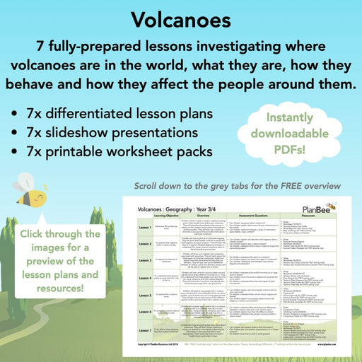 PlanBee Volcanoes KS2 Geography Planning | Lessons for Year 3 & Year 4