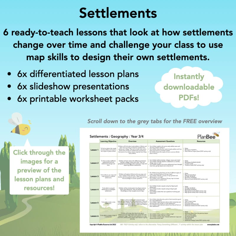PlanBee Settlements KS2 Geography Lessons for Year 3/4 by PlanBee
