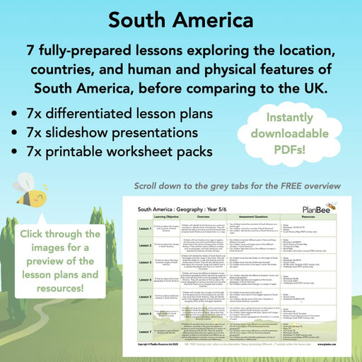 PlanBee South America KS2 Planning Pack for Year 5 and Year 6 | Geography