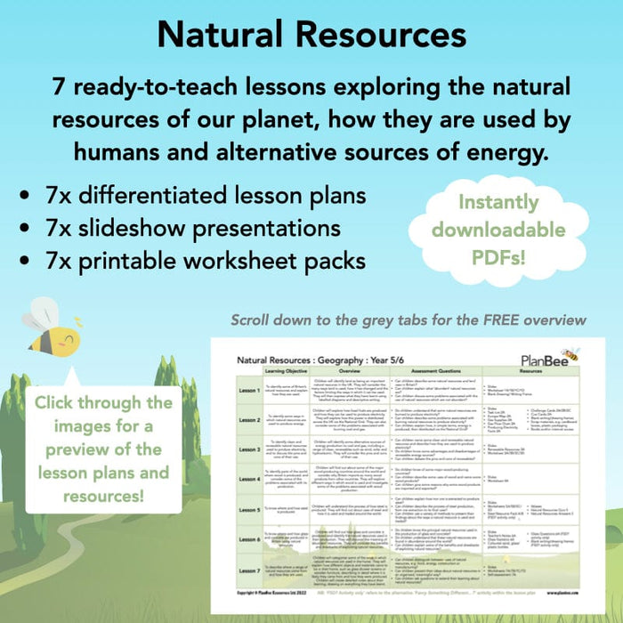 PlanBee UK Natural Resources – KS2 Geography lessons and activities