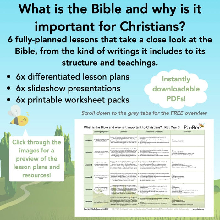 PlanBee What is the Christian Bible? Year 3 KS1 PlanBee RE Lessons