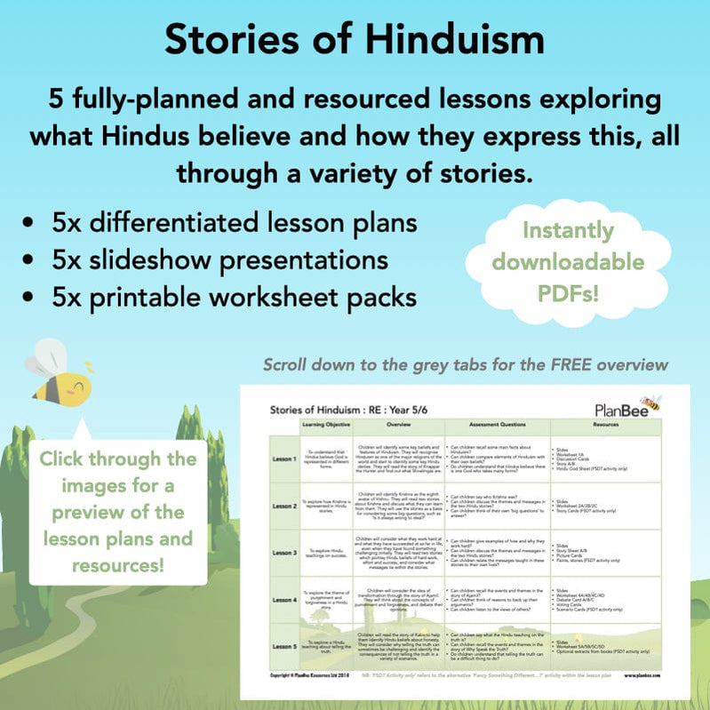 Hinduism KS1 and Hinduism KS2 lesson packs by PlanBee