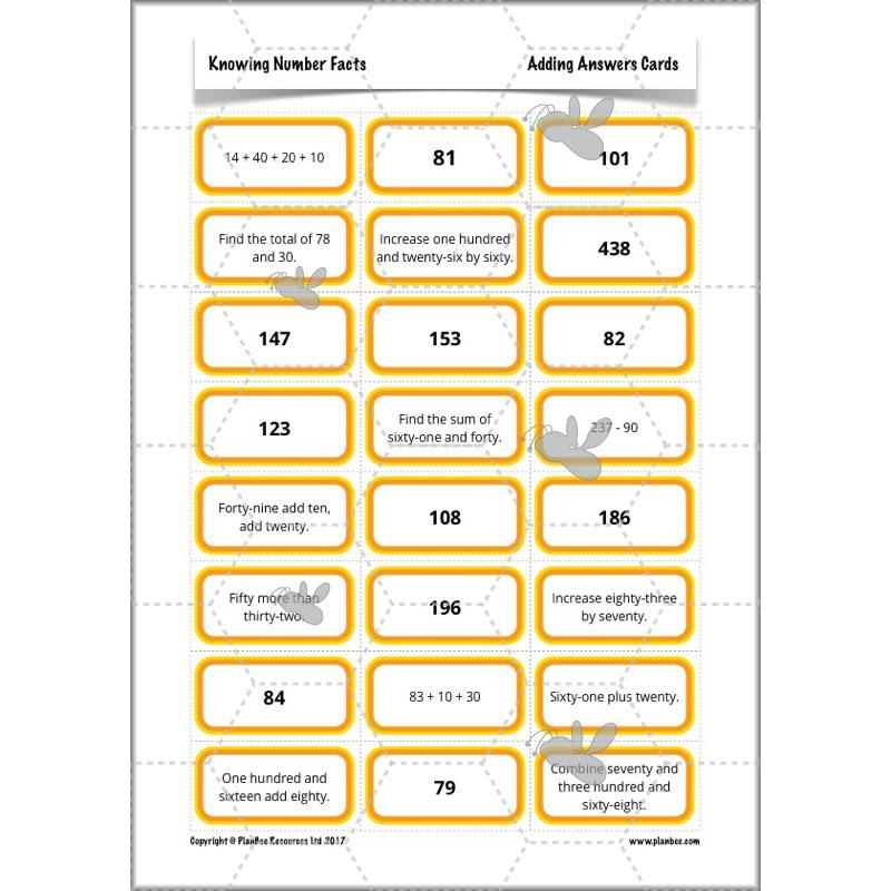 PlanBee Knowing Number Facts: Addition & Subtraction - Year 3 Maths Lessons