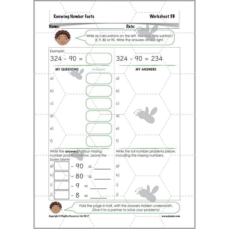 PlanBee Knowing Number Facts: Addition & Subtraction - Year 3 Maths Lessons