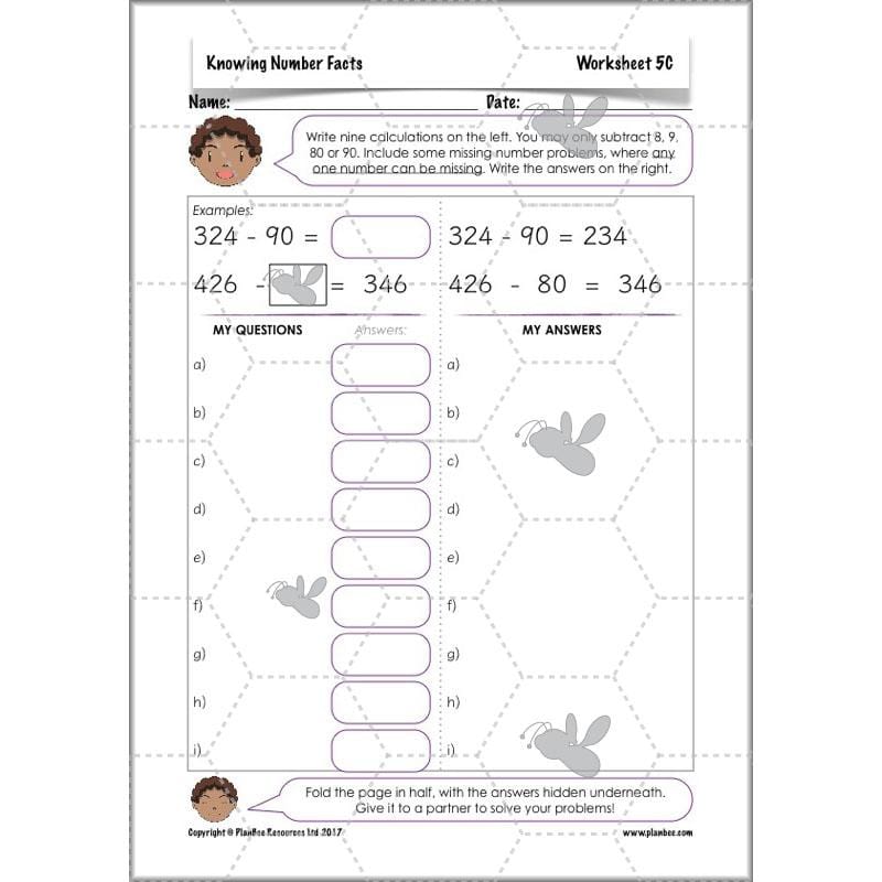 PlanBee Knowing Number Facts: Addition & Subtraction - Year 3 Maths Lessons