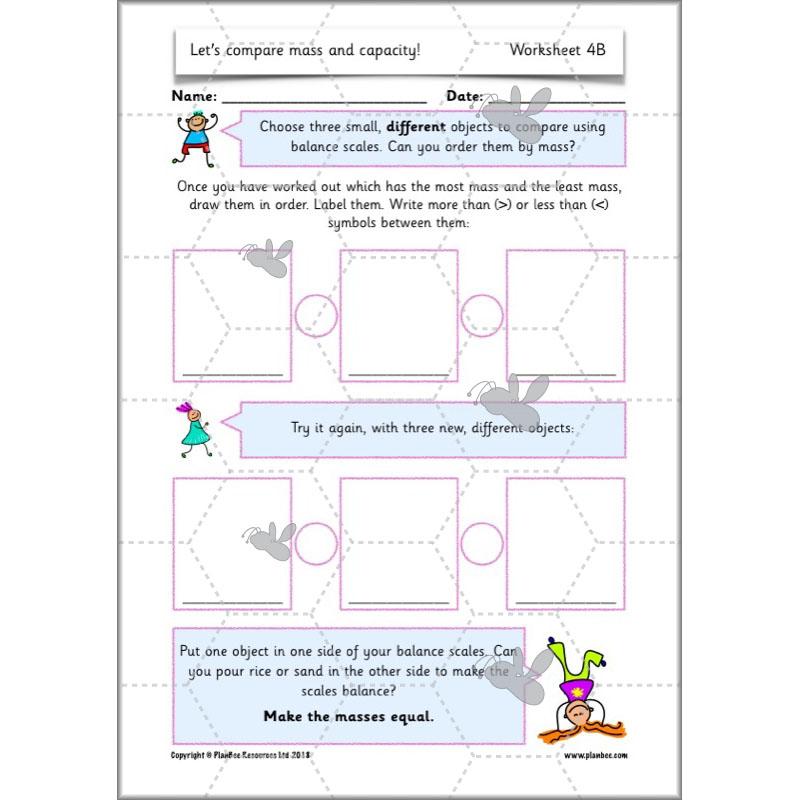 PlanBee Let’s compare mass and capacity - Year 1 Maths planning pack