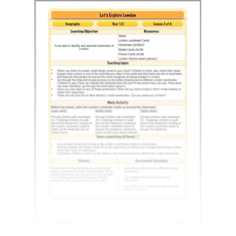 PlanBee Let's Explore London Topic KS1 Geography Lessons by PlanBee