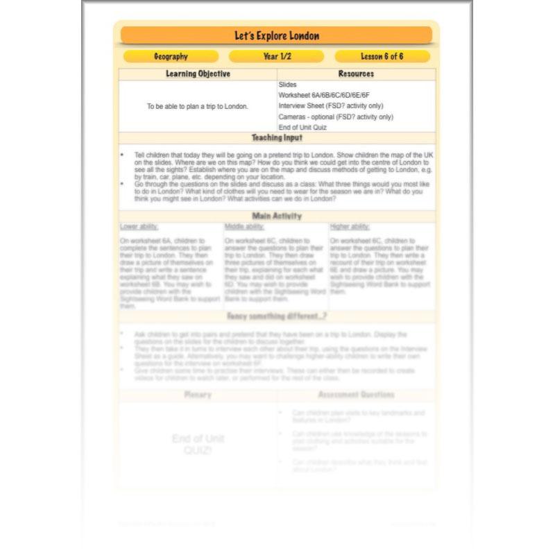 PlanBee Let's Explore London Topic KS1 Geography Lessons by PlanBee